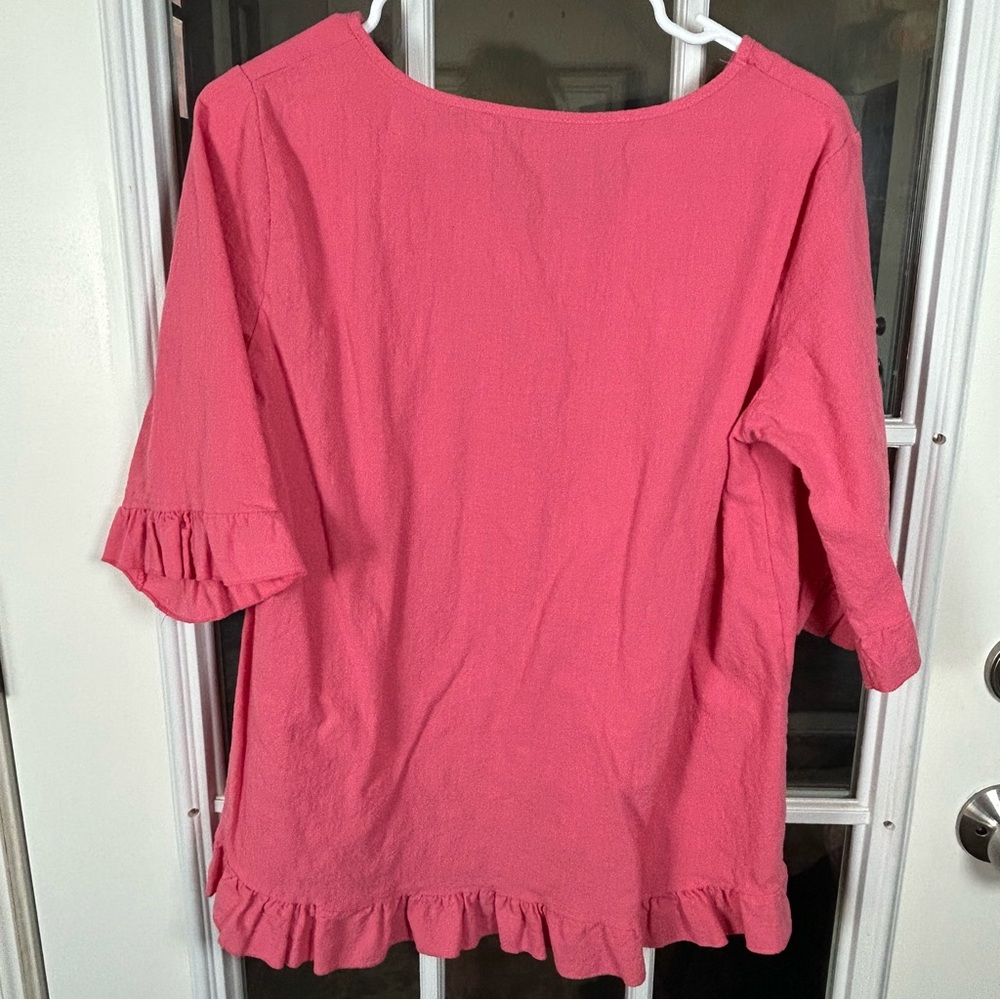 Pink‎ Ruffle Hem V-Neck Top - Picture 7 of 11